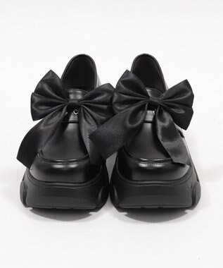 WEGO 2wayリボン厚底ローファー ブラック