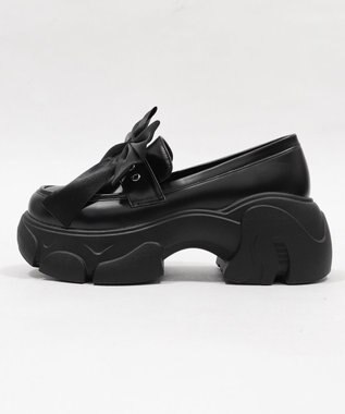 WEGO 2wayリボン厚底ローファー ブラック