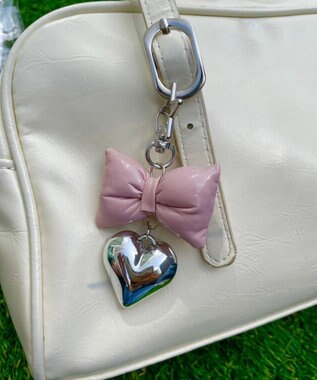 WEGO クッションリボンハートキーホルダー ピンク