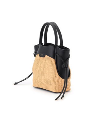 23区 【先行予約】ペーパーライクコンビ ショルダーバッグ (S) ブラック×ベージュ