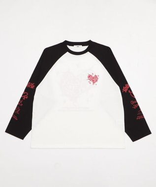 WEGO 【ユニセックス着用ITEM/MLサイズ展開】スリーブロゴグラフィックラグランT（LS） ブラック