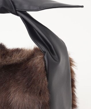 23区 フェイクファー2WAY ショルダー バッグ ダークブラウン系