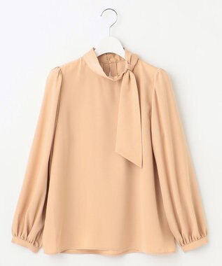 Feroux 【洗える】クラシカル リボンタイブラウス ピンク系