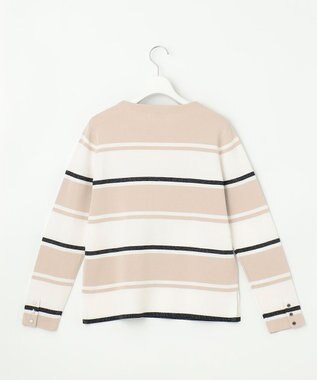 J.PRESS LADIES Cotton Acetate ブロッキング ボーダー ニット ベージュ×ネイビー系