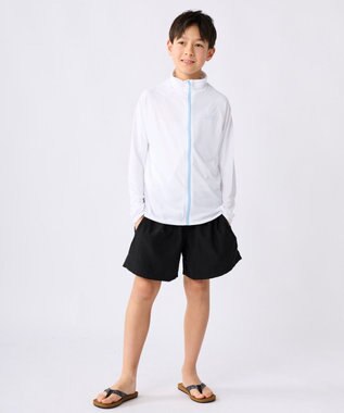 OP／FILA 【Ocean Pacific】フルジップ OPロゴラッシュガード ホワイト×サックス