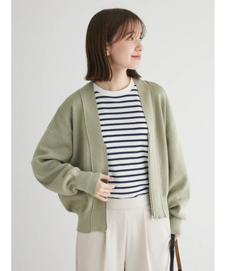 Green Parks Ｚｉｐ付きニットカーディガン Olive