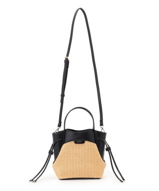 23区 【先行予約】ペーパーライクコンビ ショルダーバッグ (S) ブラック×ベージュ