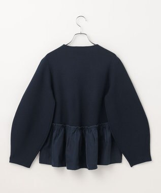 #Newans 【洗える】コンビネーションペプラムチュニックニット ネイビー