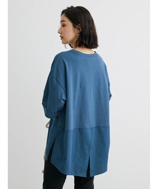 Green Parks ５分袖ドッキングバックスリットチュニック Blue