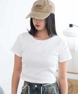 WEGO ヴィンテージウォッシュグラフィックリブT ホワイト