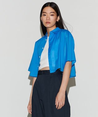 NAVE 【Nave 　洗える】シアークロップド シャツ サックスブルー系