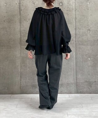 #Newans 【LEE掲載アイテム】【前後着用可能】ビッグカラー２WAYブラウス ブラック