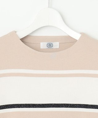 J.PRESS LADIES Cotton Acetate ブロッキング ボーダー ニット ベージュ×ネイビー系