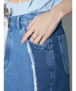 earth music&ecology Ｌｅｅ×ｅ．ｍ．ａ．ｅ　切替デニムスカート Indigo