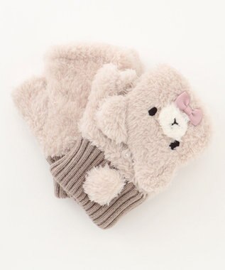 ANY KIDS アニマル ミトン ベージュ×クマ