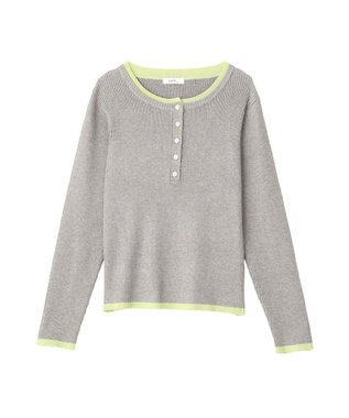 earth music&ecology バイカラーヘンリーネックニットプルオーバー