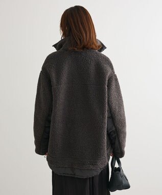 Green Parks 異素材コンビスタンドボアブルゾン Charcoal Gray