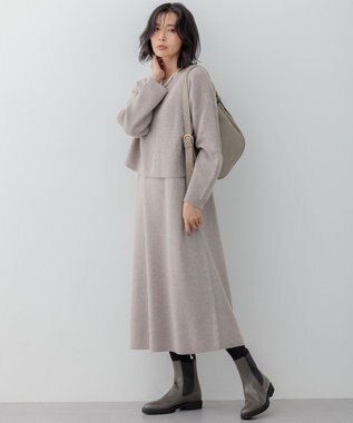 23区 S 【洗える】レイヤードニットツイン ワンピース ベージュ系