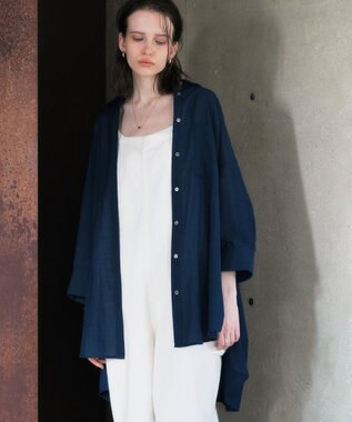 YECCA VECCA リブMIXシアーオーバーシャツ Dark Green