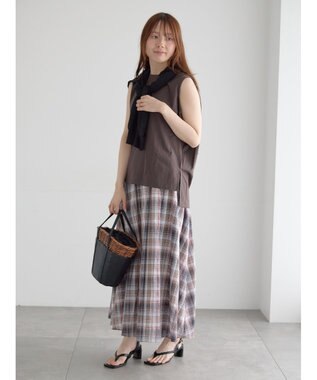 Te chichi チェックギャザースカート ネイビー