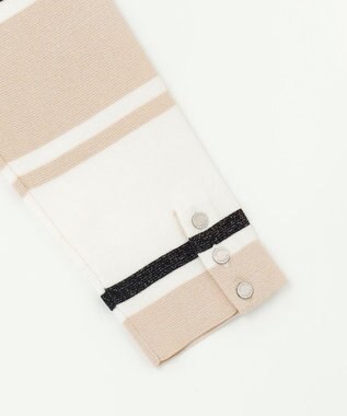 J.PRESS LADIES Cotton Acetate ブロッキング ボーダー ニット ベージュ×ネイビー系