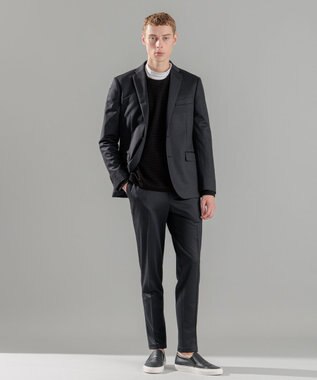 JOSEPH HOMME タックリップルジャージー　クルーネックカットソー ブラック系