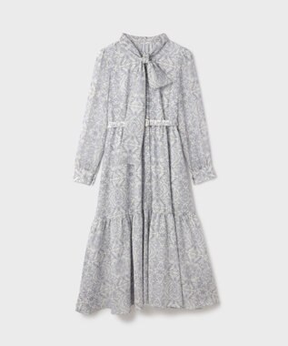 GRACE CONTINENTAL ダマスク柄風プリントワンピース グレー