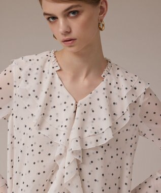 GRACE CONTINENTAL ラッフルドットトップ ホワイト