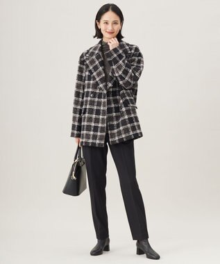 自由区 【撥水加工・洗える】TRギャバ裏起毛テーパード パンツ ブラック