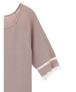 earth music&ecology ポイントシアーフリルニットプルオーバー Pink Beige