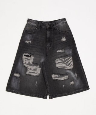 WEGO ダメージデニムハーフパンツ デニムブラックソノタ