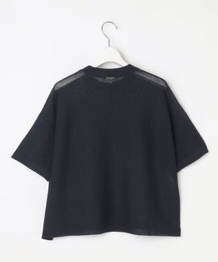 自由区 【アンサンブル対応・洗える】ドライシアーファインゲージクロップド丈 ニット ネイビー