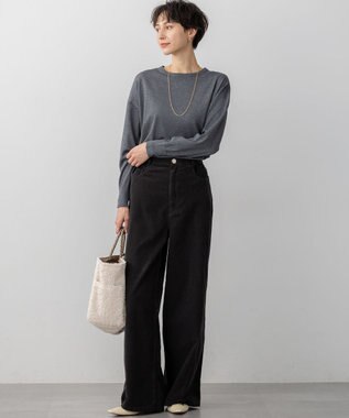 23区 S 【滝沢眞規子さん着用/洗える】コットン コーデュロイ ワイド パンツ チャコールブラック系