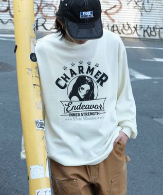 WEGO ワッフルグラフィックT（LS） オフホワイト