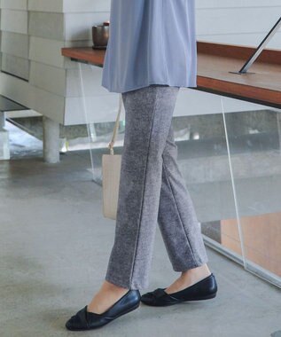 Tiaclasse L 【日本製】メランジプリント裏起毛スリムパンツ グレー