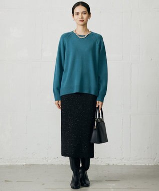 自由区 L ウールカシミヤブレンドラグランスリーブ ニット ブルー