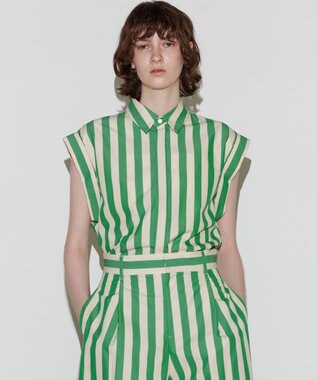 NAVE 【Nave 　洗える】ワイドストライプ ブラウス ライトグリーン系1