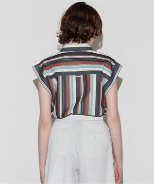 NAVE 【Nave 　洗える】ワイドストライプ ブラウス ネイビー系1