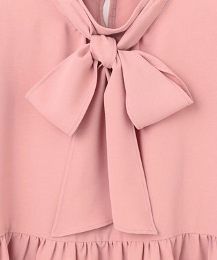 Feroux 【洗える】ペプラム ボウタイブラウス ピンク系