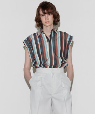 NAVE 【Nave 　洗える】ワイドストライプ ブラウス ネイビー系1