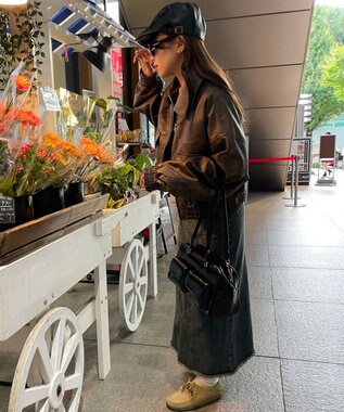 WEGO PUショートブルゾン ブラウン