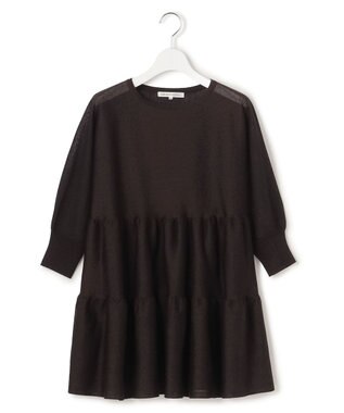 23区 【先行予約】シャイニーシアーニット ティアード チュニック ダークブラウン系