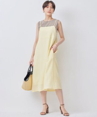 組曲 ステッチストライプドビー キャミワンピース シェルイエロー系