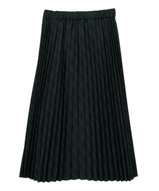 earth music&ecology プリーツミディスカート Check Green