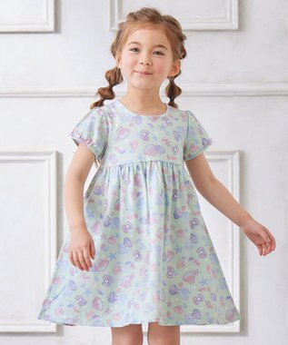 ANY KIDS カットソー サマー ワンピース エメラルドグリーン×シェル