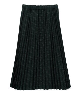 earth music&ecology プリーツミディスカート Check Green