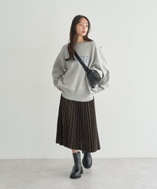 earth music&ecology プリーツミディスカート Check Brown