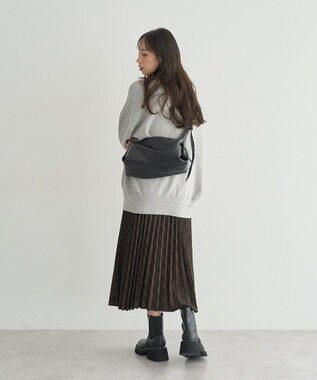 earth music&ecology プリーツミディスカート Check Brown