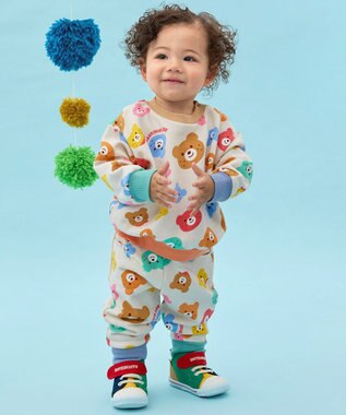 MIKI HOUSE HOT BISCUITS 【80-120cm】カラフルビーンズ 総柄 裏毛パイル素材 トレーナー マルチカラー