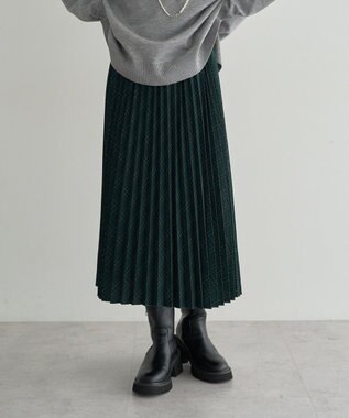 earth music&ecology プリーツミディスカート Check Green